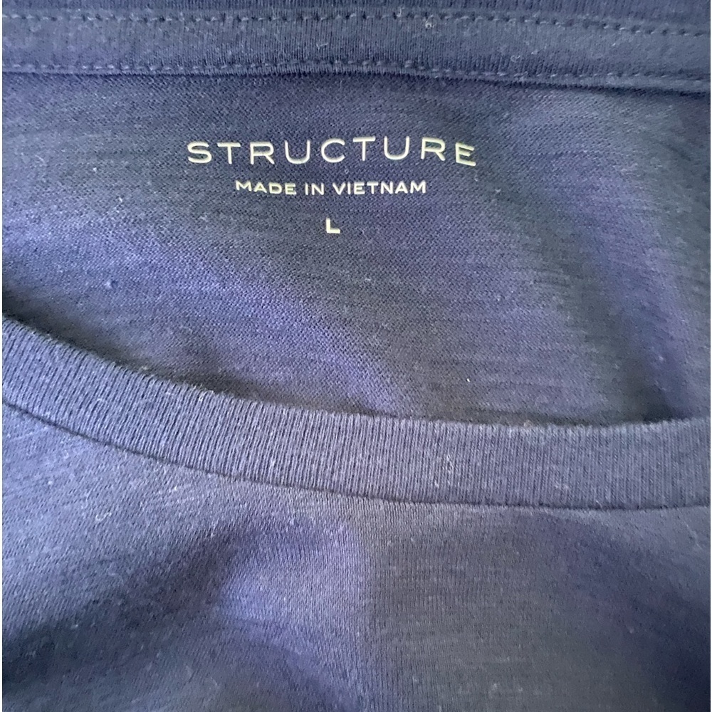 Structure Classic Long Sleeve Crewneck Shirt (Size:L, Color:Navy-Blue) - Picture 3 of 4
